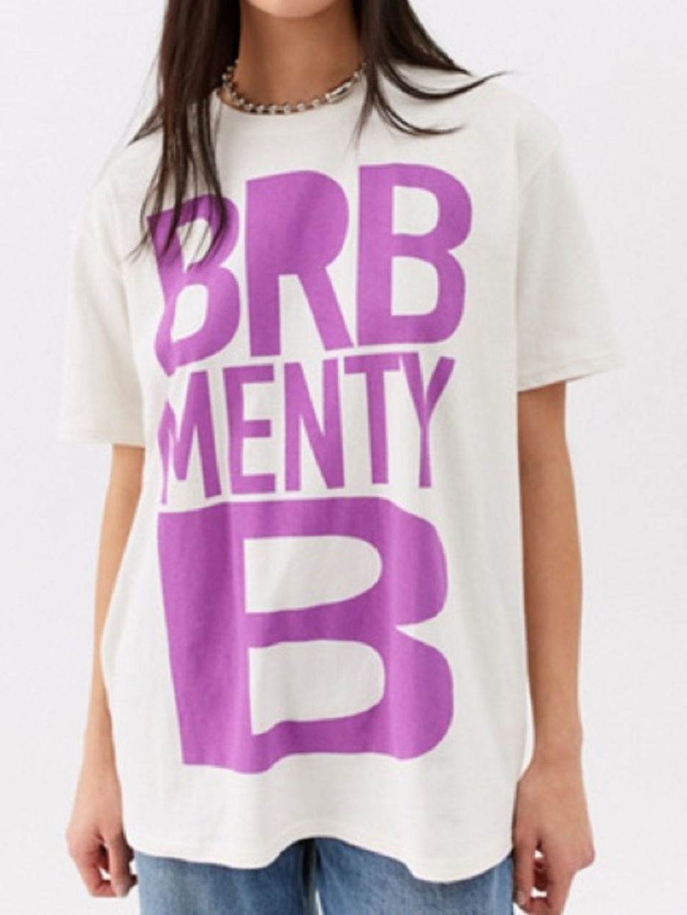 Urban Outfitters Women M-L Ivory Short Sleeve BRB Oversized Graphic Tee NWOT